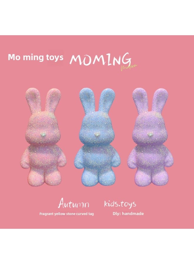 DIY Manual Stick Drill Fluid Rabbit Encrusted Drill Point Drill Vinyl Doll Doll Drill Bag Ornaments Piggy Bank Toy-Color:[crystal White]-Height:【about 33cm】