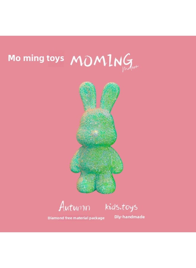 DIY Manual Stick Drill Fluid Rabbit Encrusted Drill Point Drill Vinyl Doll Doll Drill Bag Ornaments Piggy Bank Toy-Color:[crystal White]-Height:【about 33cm】