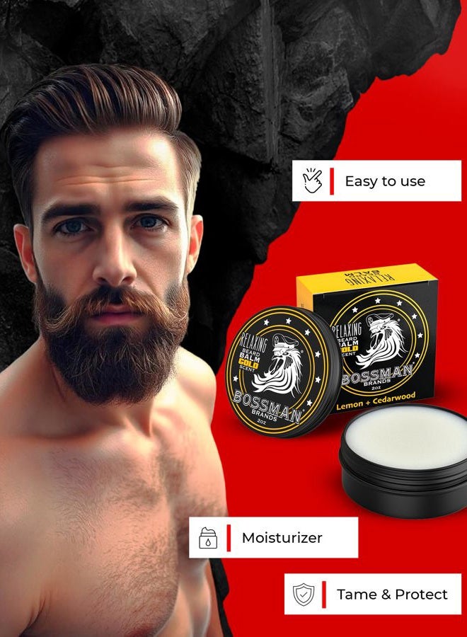 bossman Relaxing Beard Balm for Men (Gold Scent) – Tames, Relaxes, Thickens & Softens for Ultimate Beard Care – Made in USA - Image 3