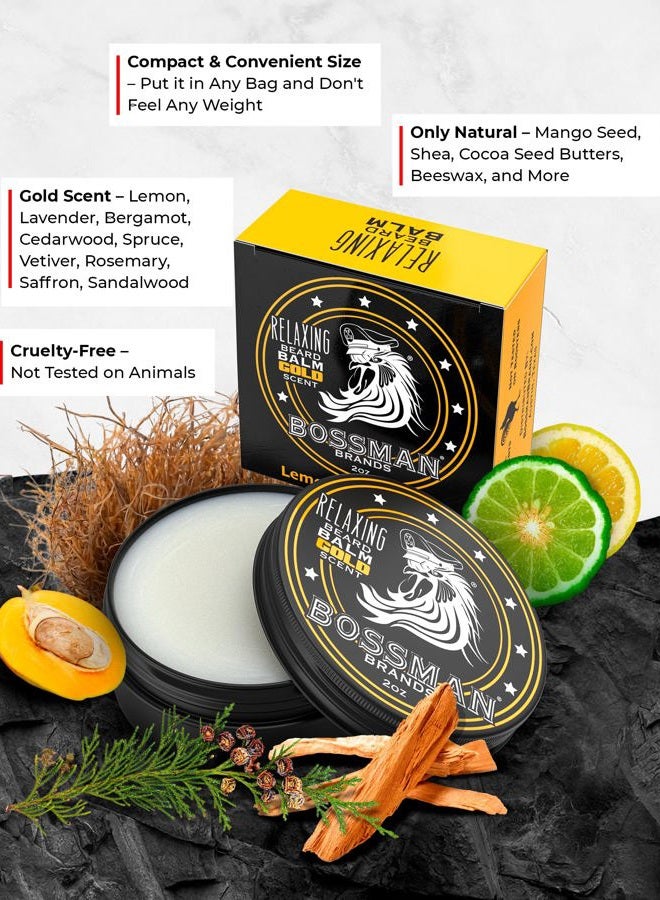 bossman Relaxing Beard Balm for Men (Gold Scent) – Tames, Relaxes, Thickens & Softens for Ultimate Beard Care – Made in USA - Image 2