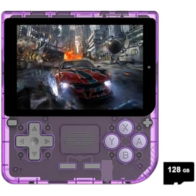 V10 RETRO HANDHELD GAME CONSOLE, 3.5 INCH IPS SCREEN MINI RETRO CONSOLE 3000MAH PORTABLE POCKET ARCADE, BUILT-IN 128G GAME CARD & 10000 CLASSIC GAMES, 8 HOURS BATTERY (PURPLE) - Image 1