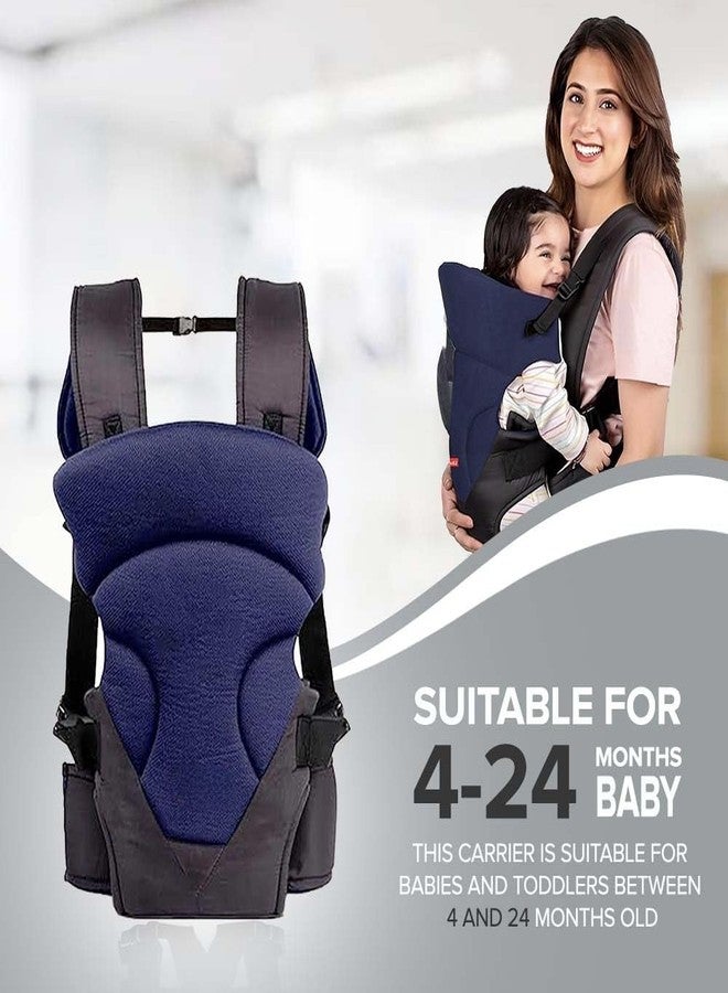 Laee cute 3 in 1 Adjustable Baby Carrier Kangaroo Head Support Safety Belt Sling Backpack Baby Carrier (Navy Blue & Black) - Image 3