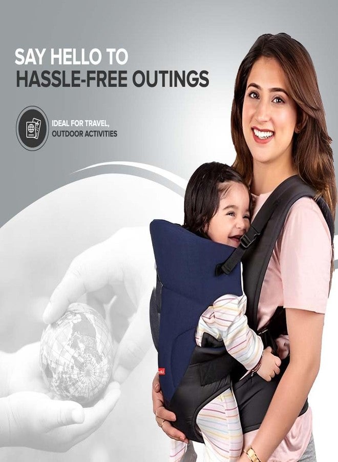 Laee cute 3 in 1 Adjustable Baby Carrier Kangaroo Head Support Safety Belt Sling Backpack Baby Carrier (Navy Blue & Black) - Image 4