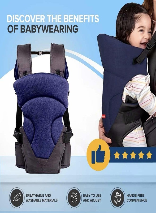 Laee cute 3 in 1 Adjustable Baby Carrier Kangaroo Head Support Safety Belt Sling Backpack Baby Carrier (Navy Blue & Black) - Image 5