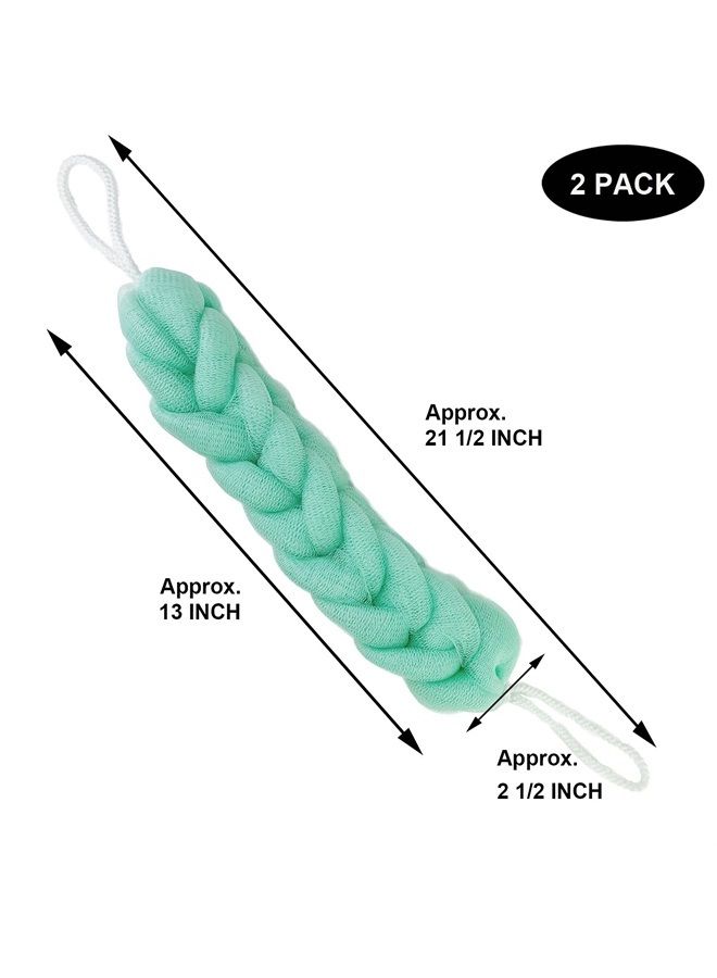 PPHAO BASIC PPHAO - Back Scrubber for Shower - Bath Sponge - Long Loofah - Bath Back Scrubber for Shower for Men - Loofah for Women - Loofah Sponge for Men - 21.5 INCH - Green Loofah - 2 Pack - Image 1