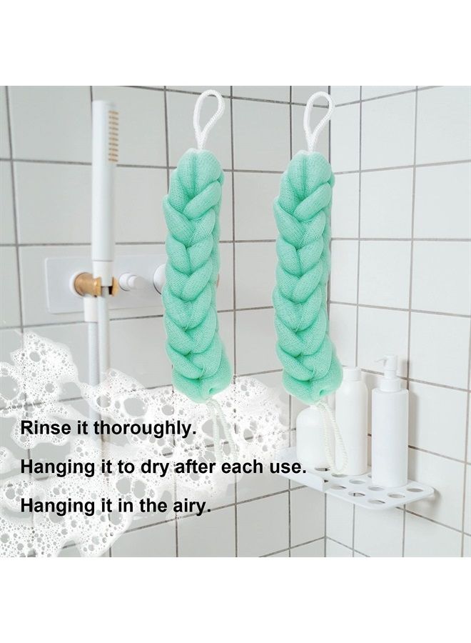 PPHAO BASIC PPHAO - Back Scrubber for Shower - Bath Sponge - Long Loofah - Bath Back Scrubber for Shower for Men - Loofah for Women - Loofah Sponge for Men - 21.5 INCH - Green Loofah - 2 Pack - Image 2