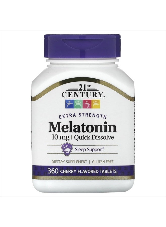 21st Century Extra Strength, Quick Dissolve Melatonin, Cherry, 10 mg, 360 Tablets - Image 1