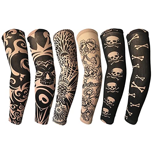 YARIEW Tattoo Sleeves for Men, 6Pcs Arm Sleeves Fake Tattoos Sleeves to Cover Arms Sun Protection Sleeves Tattoo Sleeve Covers Temporary Tattoo Sleeves for Men and Women (Set 5) - Image 1