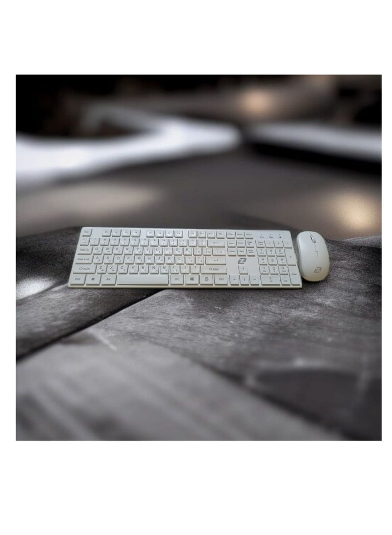 Zero KEYBOARD + MOUSE ZERO WIRELESS COMBO ENGLISH & ARABIC Model - ZR-5710 White  - Image 2