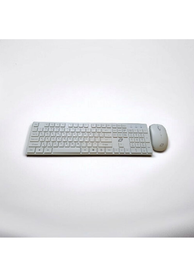 Zero KEYBOARD + MOUSE ZERO WIRELESS COMBO ENGLISH & ARABIC Model - ZR-5710 White  - Image 1