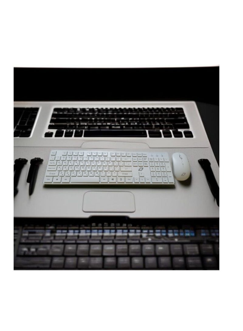 Zero KEYBOARD + MOUSE ZERO WIRELESS COMBO ENGLISH & ARABIC Model - ZR-5710 White  - Image 3