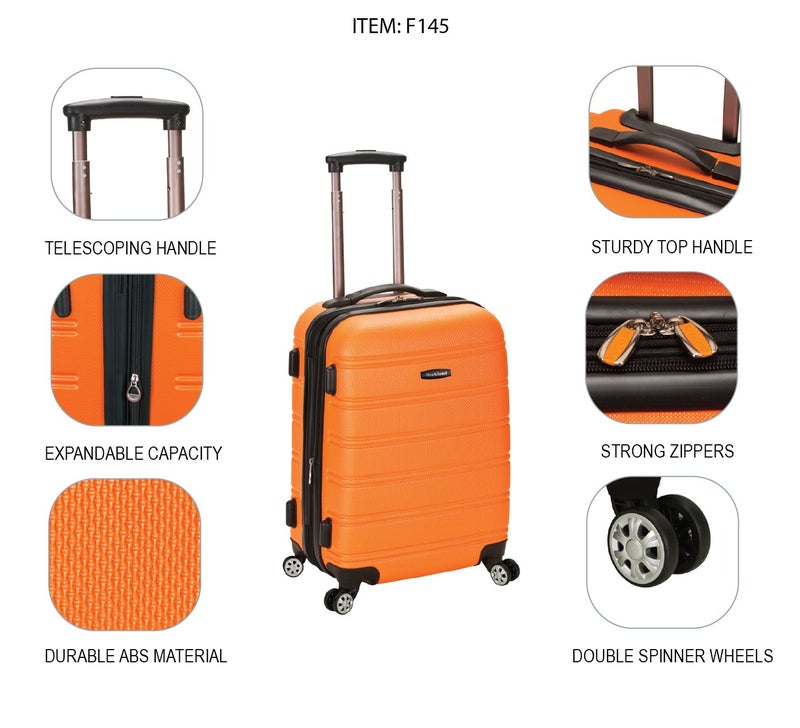Rockland Melbourne Hardside Expandable Spinner Wheel Luggage, Orange, Carry-On 20-Inch - Image 4