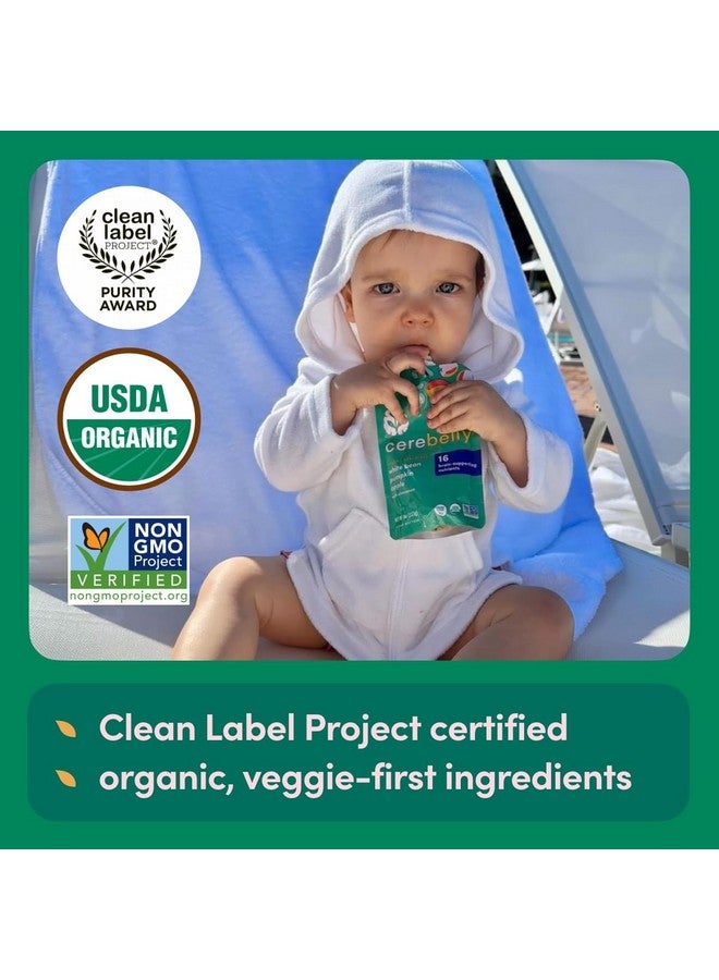 Cerebelly Baby Food Pouches - Organic Veggie Purees for Toddlers | No Added Sugar, Fiber, Non-GMO | Blended Toddler Pouches | 4 Ounce BPA-Free Pouch | White Bean Pumpkin Apple | 12 Count - Image 3