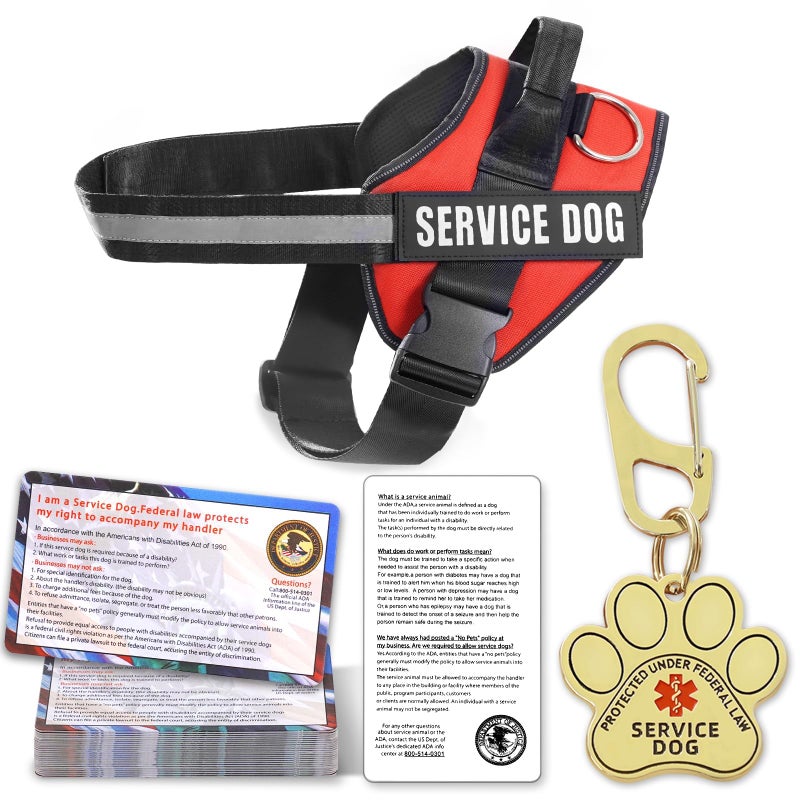 Opstin Service Dog Vest, ID Tag + 50 ADA Information Cards, Service Dog Harness in Sizes X Small to XX Large, Ruggedized Metal Tag, 2-Sided Service Animal Information Cards, ESA Accessory Set Large - Image 1
