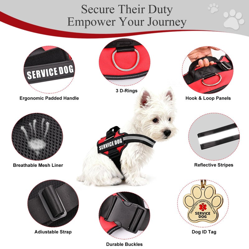 Opstin Service Dog Vest, ID Tag + 50 ADA Information Cards, Service Dog Harness in Sizes X Small to XX Large, Ruggedized Metal Tag, 2-Sided Service Animal Information Cards, ESA Accessory Set Large - Image 4