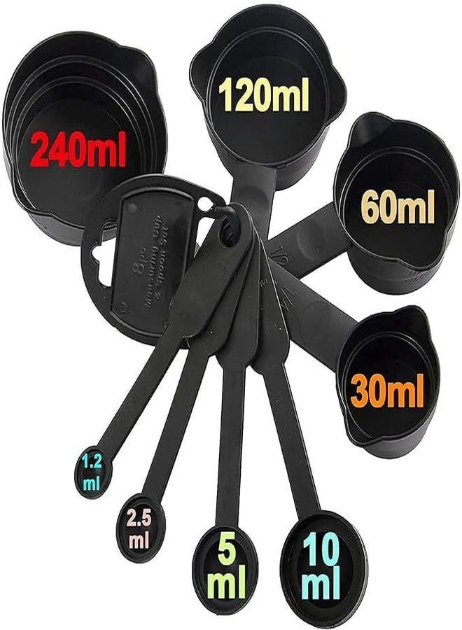 Mantraz Store طقم ملاعق وأكواب قياس بلاستيكية، 8 قطع (أسود، عبوة واحدة)، أحجام متنوعة - Image 3