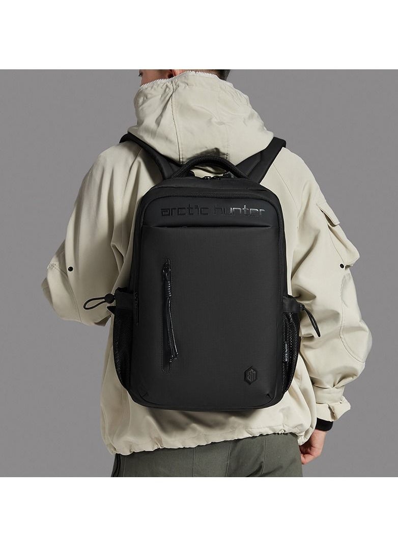 ARCTIC HUNTER - B00534 15.6-Inch Laptop Casual Multi-Function Oxford Waterproof Backpack Bag - Black - Image 1