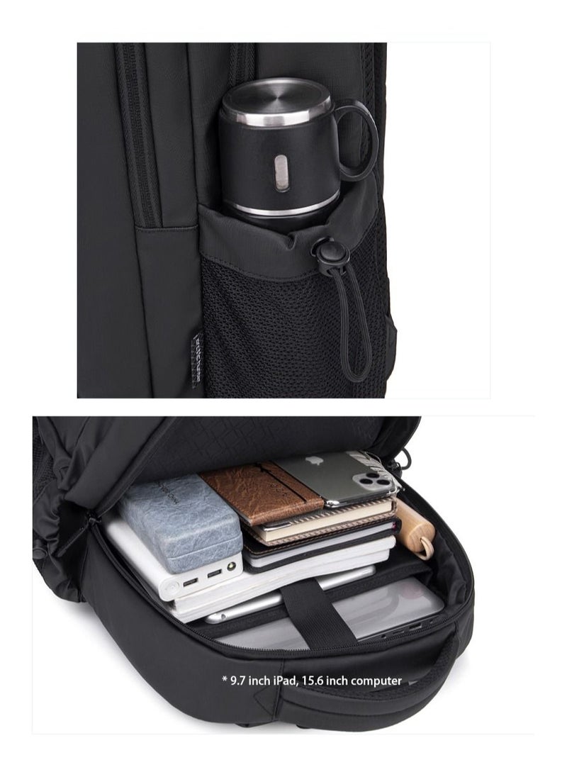 ARCTIC HUNTER - B00534 15.6-Inch Laptop Casual Multi-Function Oxford Waterproof Backpack Bag - Black - Image 1