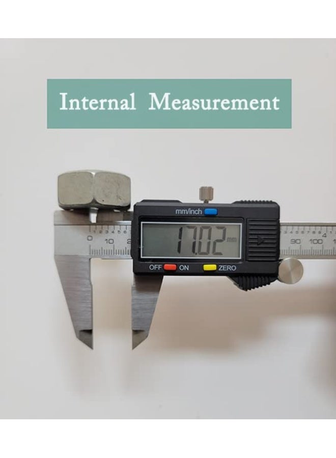 أداة قياس رقمية بمقياس 6 بوصات، مصنوعة من الفولاذ المقاوم للصدأ، تدعم البوصات/الميليمترات/الكسر، جهاز قياس إلكتروني لقياس الأخشاب والمجوهرات، بلون فضي مصقول - Image 3