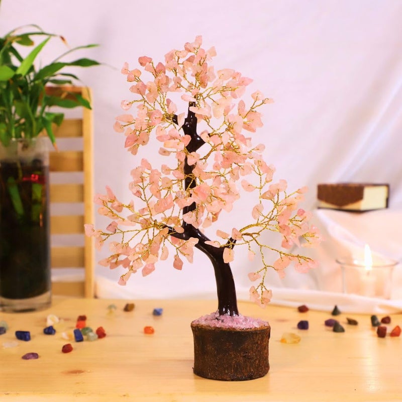 Crystal Divine Rose Quartz Crystal Tree Handmade Home Decor Items Crystal Bonsai Tree Showpiece for Home Decor Vastu Gift Items for Home Decoration Hall Decoration Items Healing Crystals Tree Gifts - Image 1