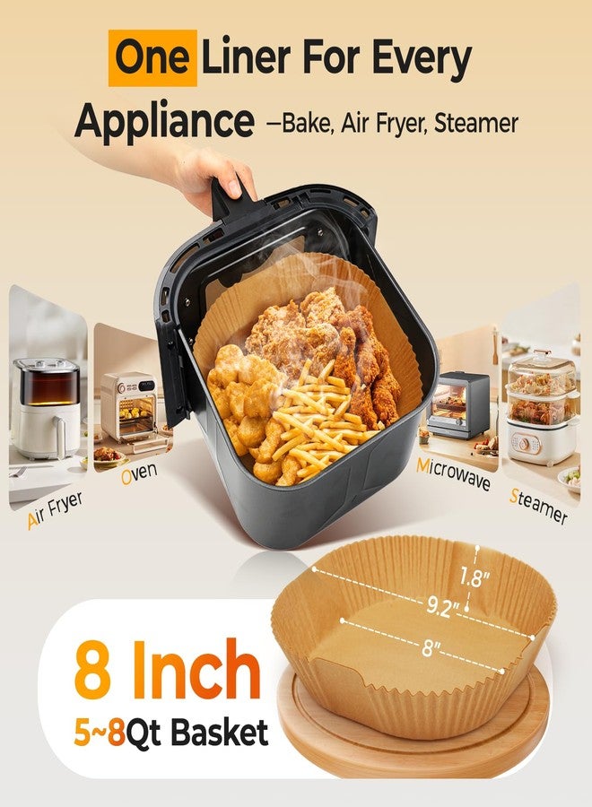 Vailnd Air Fryer Liners Disposable, 305 PCS Unbleached Air Fryer Paper Liners, 8" Square Airfryer Liners for 5-8 QT Airfryer Basket, Non-stick & Oil-Proof Parchment Paper for Oven, Pan - Image 2