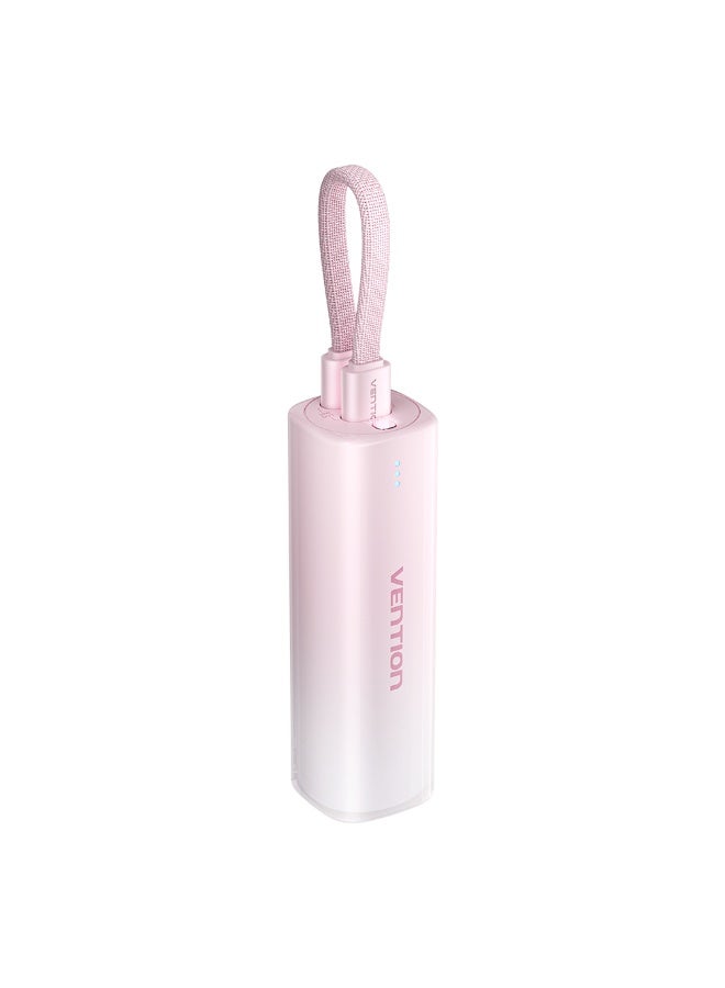 VENTION 5000mAh Power Bank (USB-C + Lightning) 20W pink Light Indicator Display Type Model # FHWR0 - Image 1