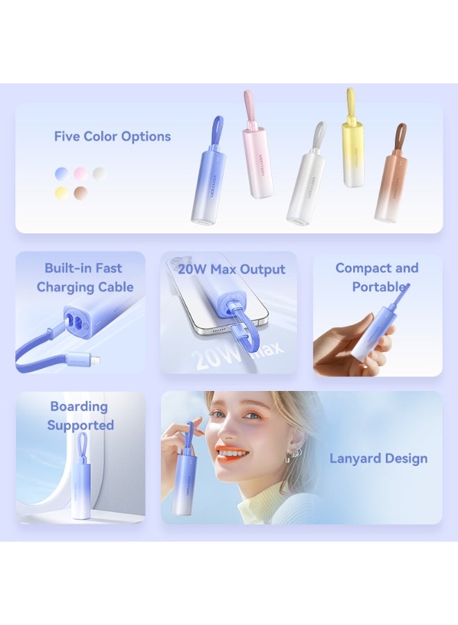 VENTION 5000mAh Power Bank (USB-C + Lightning) 20W pink Light Indicator Display Type Model # FHWR0 - Image 3