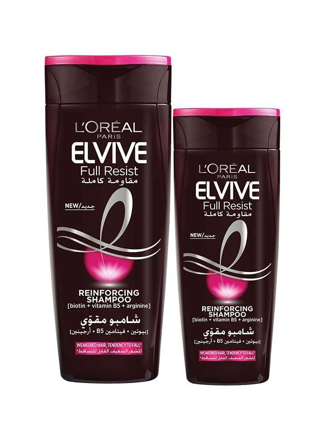 L'OREAL PARIS - Elvive Fall Resist Shampoo 600ml + Shampoo 400ml For Weak and Fragile Hair - Image 1
