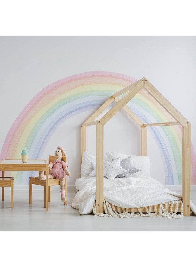 FUNLIFE Fabric Peel And Stick Large Rainbow Wall Mural Stickers, Precut Pastel Watercolor Rainbow Wall Sticker Decals For Kids Bedroom Living Room Playroom, 94.49" X 55.12" - Image 1