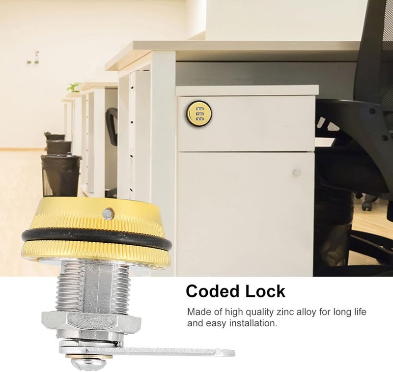 klarako Gold Password Coded Cam Lock - 3 Digital Combination Cabinet Lock with Zinc Alloy Materials for Drawer Mailbox, 30mm/1.18in - Image 4