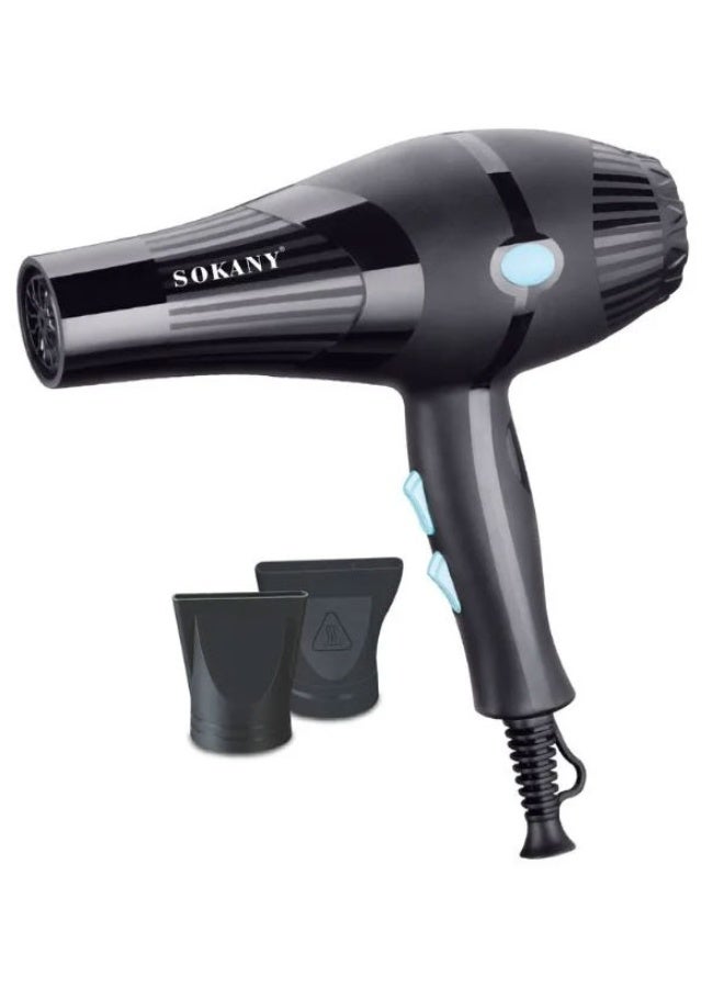 sokany HS-3210 2600W Professional Hair Dryer – Powerful Fast Drying Blow Dryer with Hot & Cold Air, Multiple Speed Settings, Dual Nozzles, Salon-Quality Styling for All Hair Types, Black - Image 1