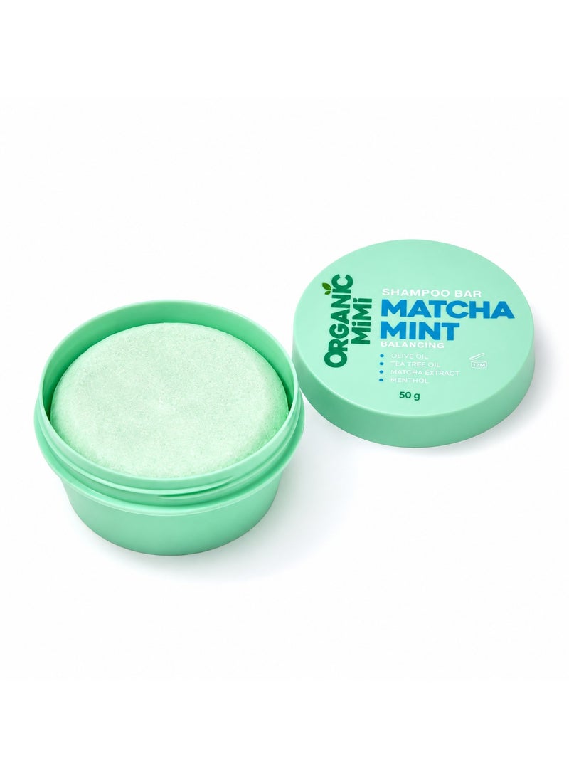 Organic Mimi Balancing Matcha Mint Shampoo Bar 50g - Image 2