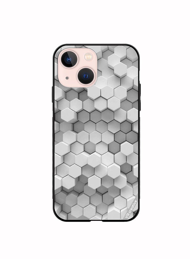 VR CREATIVE Protective Case Cover For Apple iPhone 14 3D Gray White Honeycombs Brick Wall Stairway Decoration Design Multicolour - Image 1