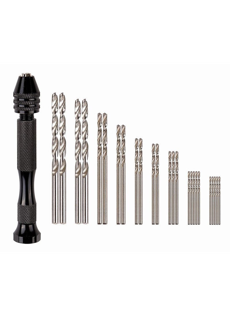 KANABEE KANAbee Hand Drill Set Precision Pin Vise with 25 Pieces Twist Drill Bits for Craft Carving DIY Model Jewelry Walnut Amber Beeswax Olive Nut Etc 053 mm Drill Bit  - Image 1
