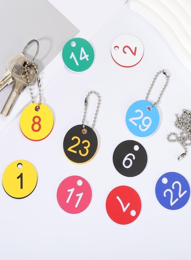 PATIKIL 1-30 Number Tags, 30Pcs Round ID Number Key Tags Plastic Numbered Keychain with Key Rings for Luggage Lockers Organizer Field Sales Hangers Clothes Labels, White-Rose Red - Image 4