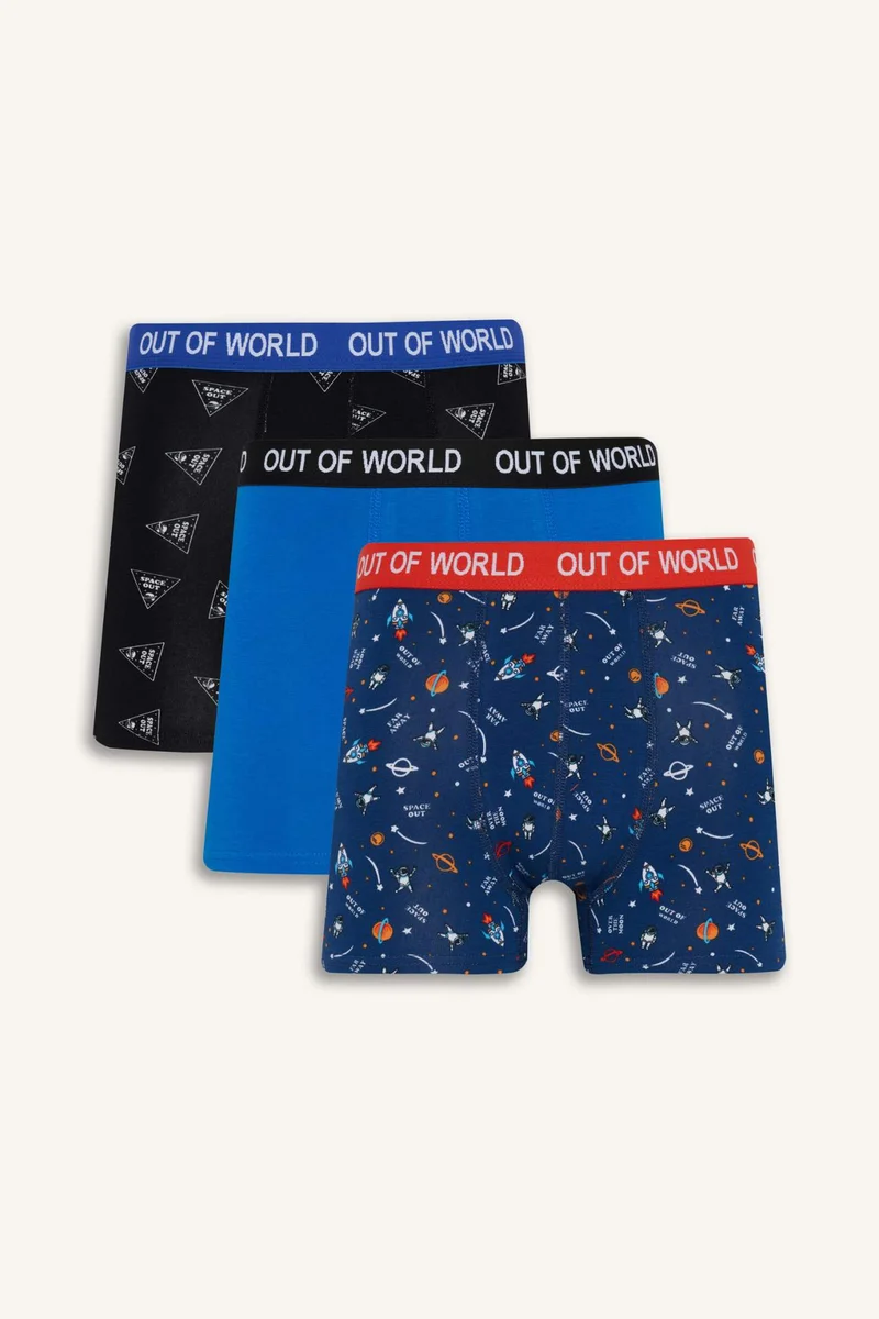 Defacto Regular Fit Space Printed 3 Piece Boxers