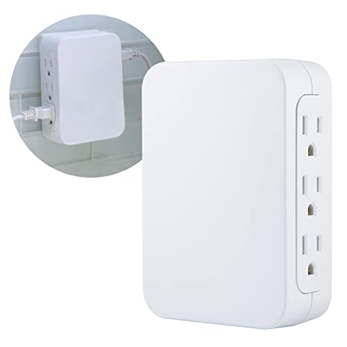 GE Pro 6-Outlet Extender, Surge Protector, Side Access, Wall Tap Adapter, 3-Prong, 1200 Joules, Warranty, UL Listed, White, 10353 - Image 5