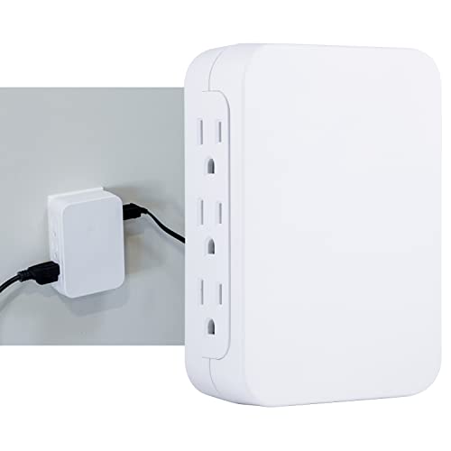 GE Pro 6-Outlet Extender, Surge Protector, Side Access, Wall Tap Adapter, 3-Prong, 1200 Joules, Warranty, UL Listed, White, 10353 - Image 4