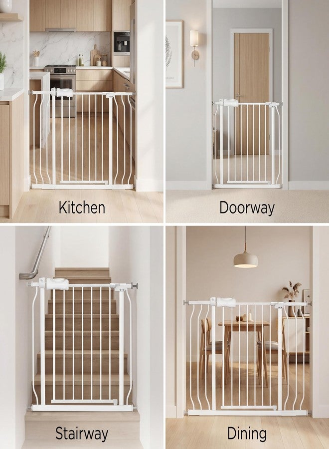 COSEND 24-29 Inch Narrow Baby Gate, Small Pressure Mounted No Drilling Dog Gate for Stairs & Doorways, White Metal Safety Gate Indoor for Kids and Pets - Image 5