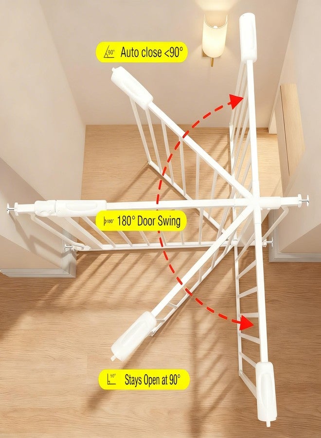 COSEND 24-29 Inch Narrow Baby Gate, Small Pressure Mounted No Drilling Dog Gate for Stairs & Doorways, White Metal Safety Gate Indoor for Kids and Pets - Image 3