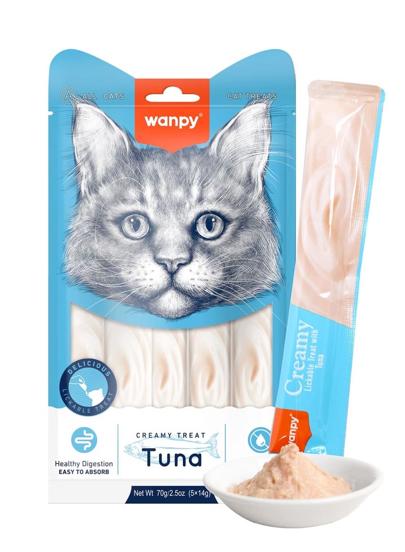 Wanpy Creamy Lickable Cat Treats – Tuna (14gx5) - Image 1