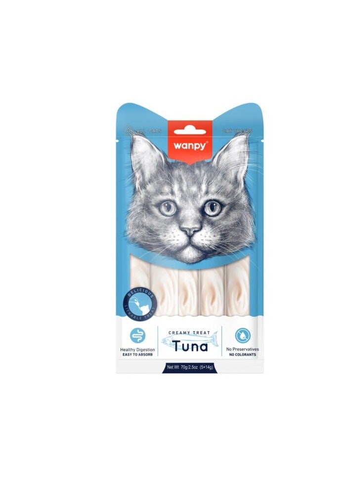Wanpy Creamy Lickable Cat Treats – Tuna (14gx5) - Image 2