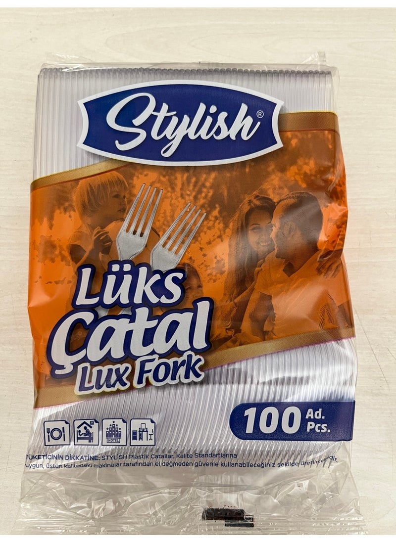 stylish Plastic Luxury Fork 100 Pieces  - Image 1