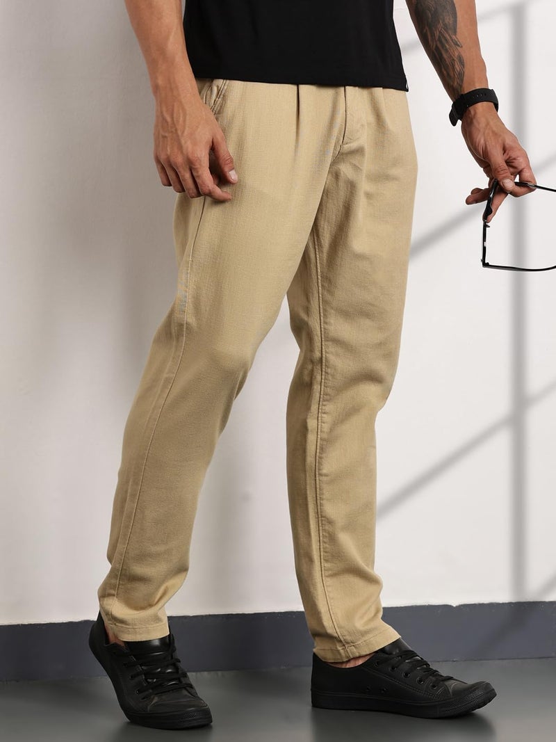 Thomas Scott Solid Color Chino Trousers for Mens(TSB118_Fawn_32) - Image 5