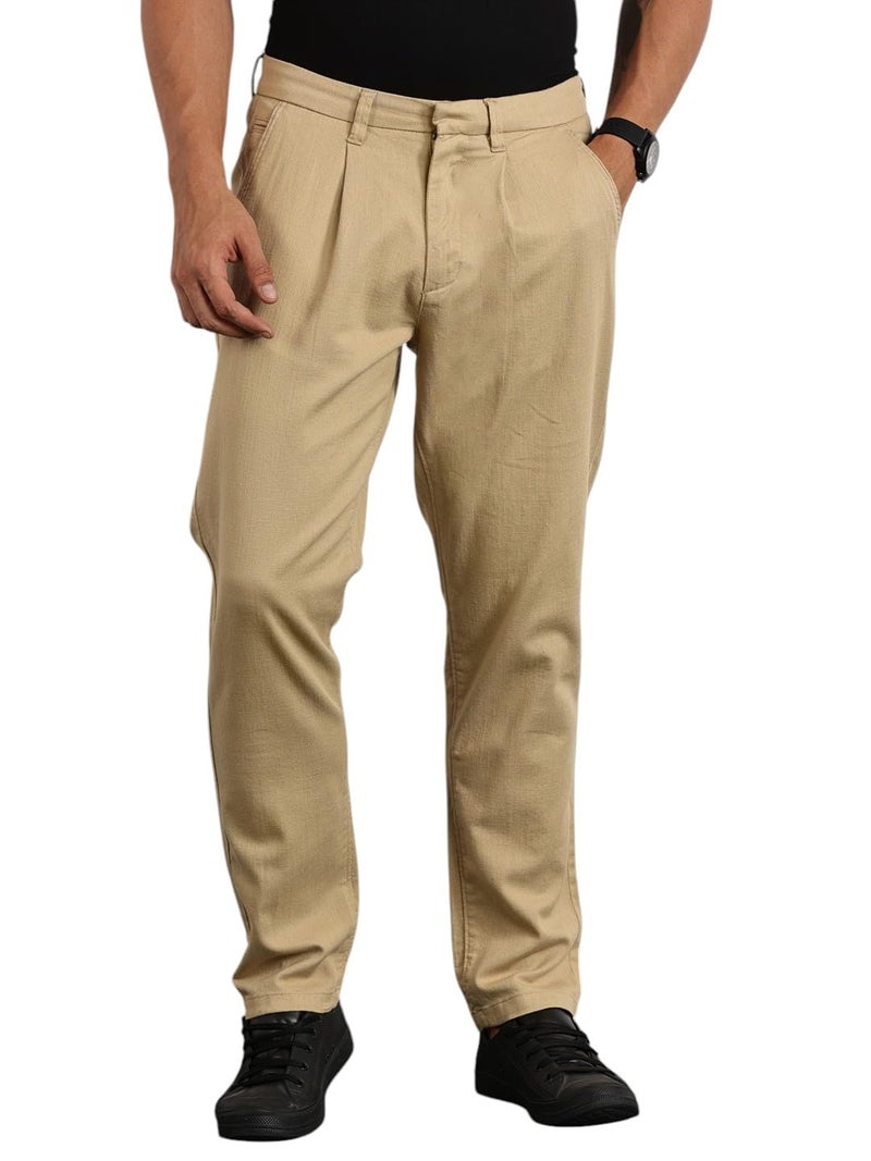 Thomas Scott Solid Color Chino Trousers for Mens(TSB118_Fawn_32) - Image 1