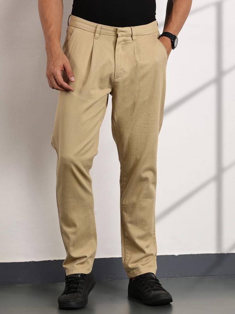 Thomas Scott Solid Color Chino Trousers for Mens(TSB118_Fawn_32) - Image 2