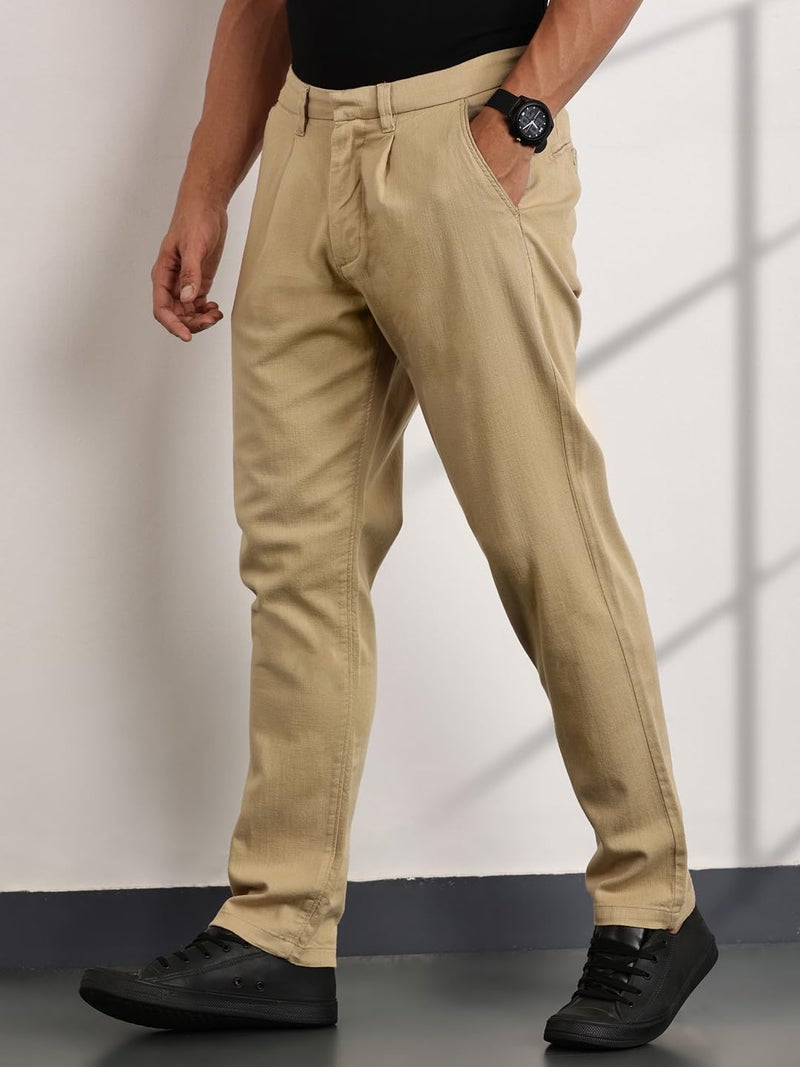 Thomas Scott Solid Color Chino Trousers for Mens(TSB118_Fawn_32) - Image 3