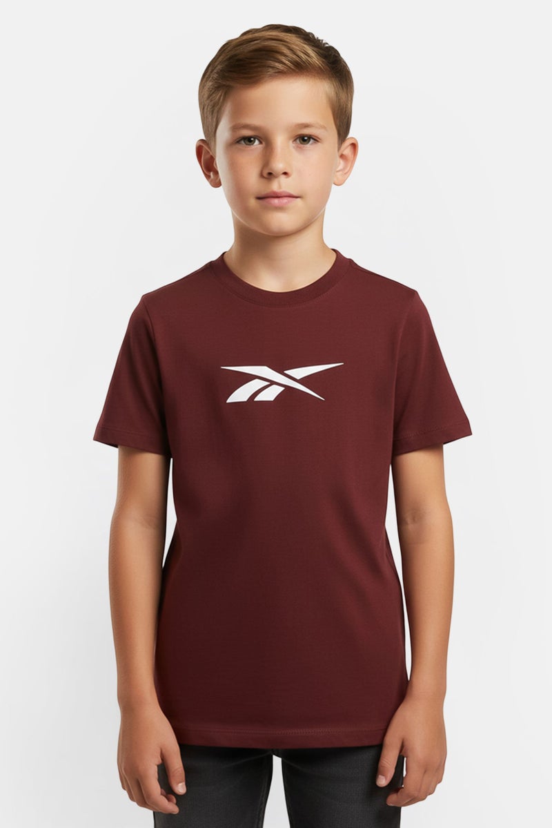 Reebok Kids Boy Sportswear Fit Short Sleeve Outdoor T-Shirt, Brown - Image 1