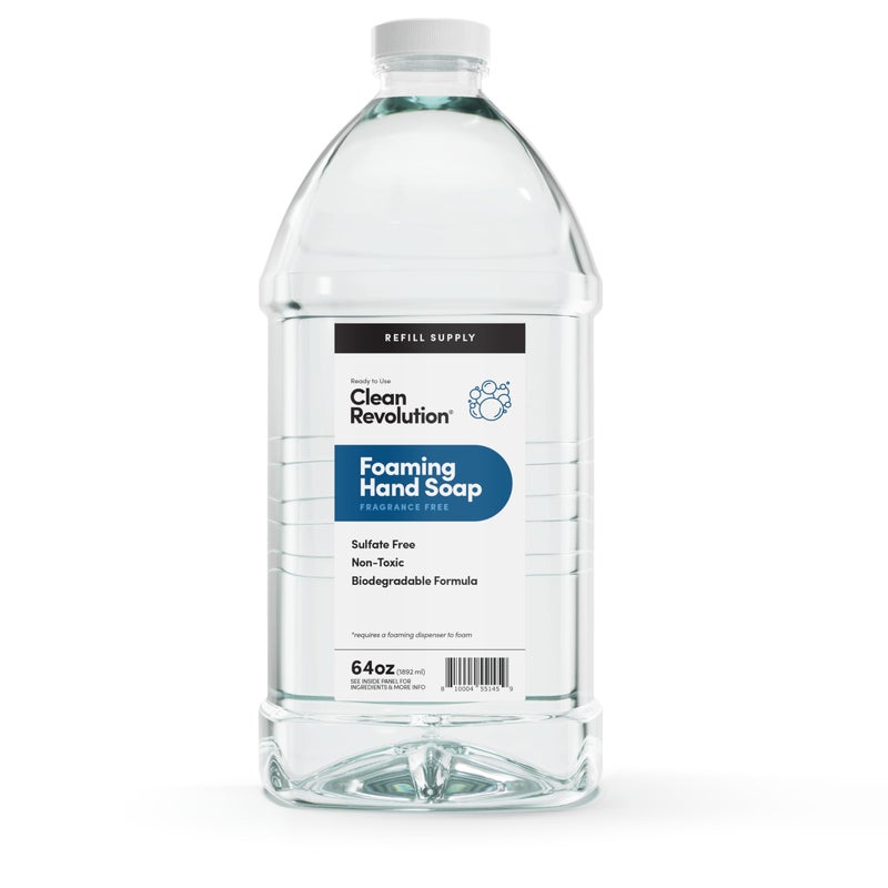 Clean Revolution Foaming Hand Soap Refill Supply Container, Ready to Use Formula, Fragrance Free, 64 Fl Oz (Pack of 1) - Image 1