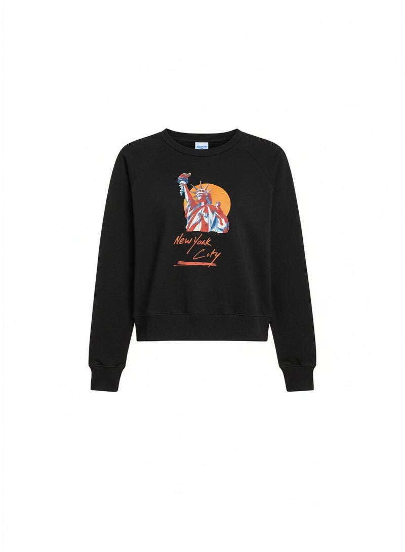 U.S Apparel Women’s Black “New York City” Graphic Sweatshirt – Casual Cotton Blend Pullover - Image 3